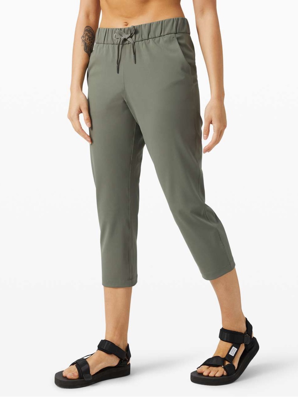 Lululemon On The Fly Crop 23" Luxtreme Drawstring Pants Grey Sage Size 4